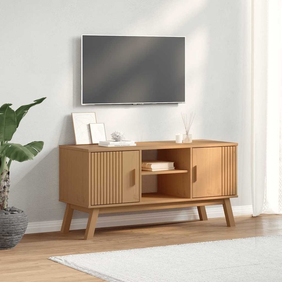 vidaXL TV-Schrank OLDEN Braun 114x43x57 cm Massivholz Kiefer