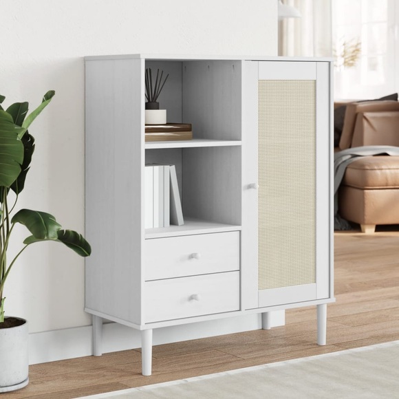 vidaXL Highboard SENJA Weiß 90x40x112 cm Massivholz Kiefer