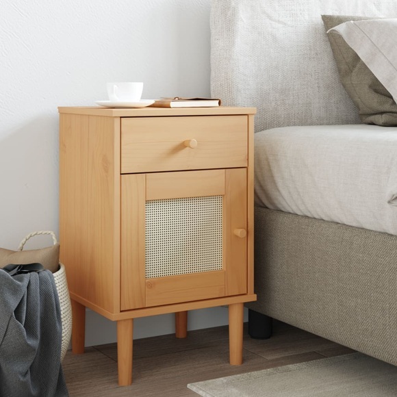 vidaXL Nachttisch SENJA Braun 40x35x65 cm Massivholz Kiefer