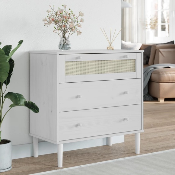 vidaXL Schubladenkommode SENJA Weiß 80x40x80 cm Massivholz Kiefer