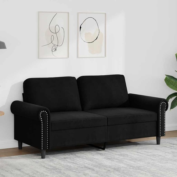 vidaXL 2-Sitzer-Sofa Schwarz 140 cm Samt