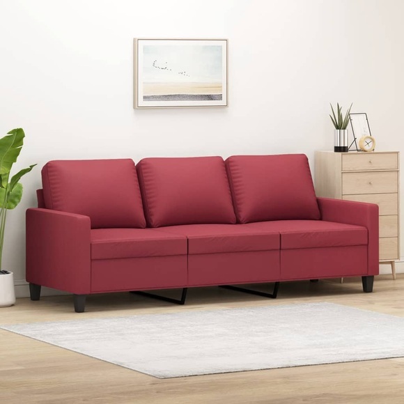 vidaXL 3-Sitzer-Sofa Weinrot 180 cm Kunstleder