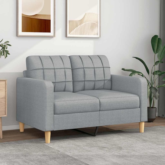 vidaXL 2-Sitzer-Sofa Hellgrau 120 cm Stoff