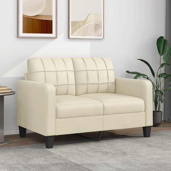 vidaXL 2-Sitzer-Sofa Creme 120 cm Kunstleder