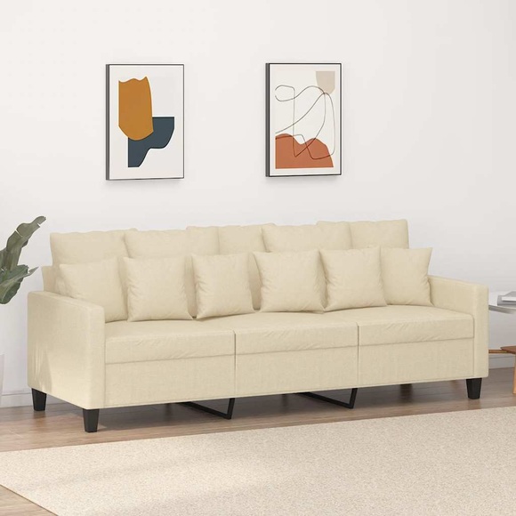 vidaXL 3-Sitzer-Sofa Creme 180 cm Stoff