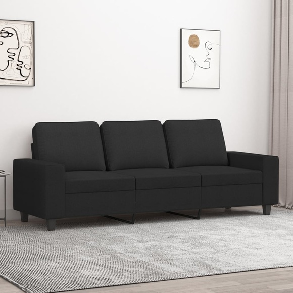 vidaXL 3-Sitzer-Sofa Schwarz 180 cm Stoff