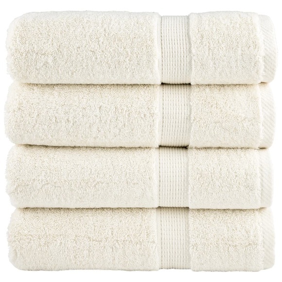 vidaXL Premium-Duschtücher 4 Stk. Creme 70x140 600 g/m² 100% Baumwolle
