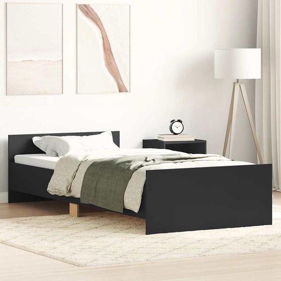 vidaXL Bettgestell Schwarz 90x200 cm Holzwerkstoff