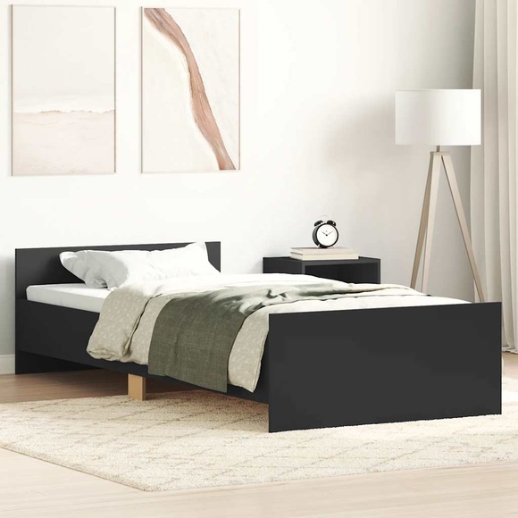 vidaXL Bettgestell Schwarz 90x190 cm Holzwerkstoff