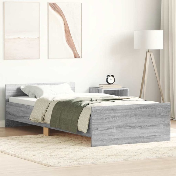 vidaXL Bettgestell Grau Sonoma 90x190 cm Holzwerkstoff