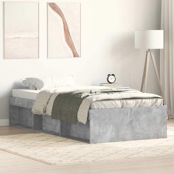 vidaXL Bettgestell Betongrau 90x190 cm