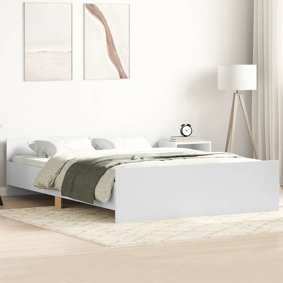 vidaXL Bettgestell mit Kopf- und Fußteil Weiß 140x200 cm