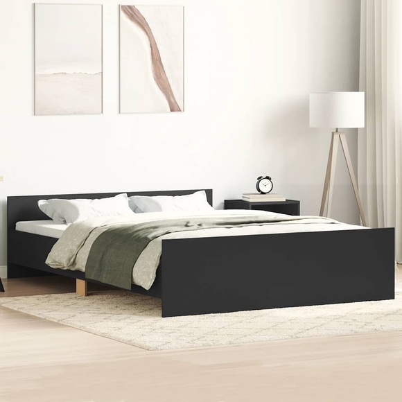 vidaXL Bettgestell mit Kopf- und Fußteil Schwarz 140x200 cm
