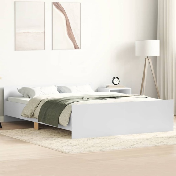 vidaXL Bettgestell mit Kopf- und Fußteil Weiß 150x200 cm