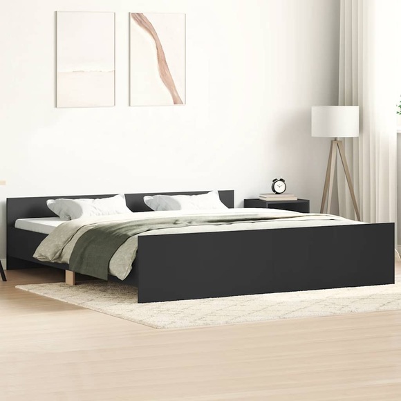 vidaXL Bettgestell mit Kopf- und Fußteil Schwarz 180x200 cm