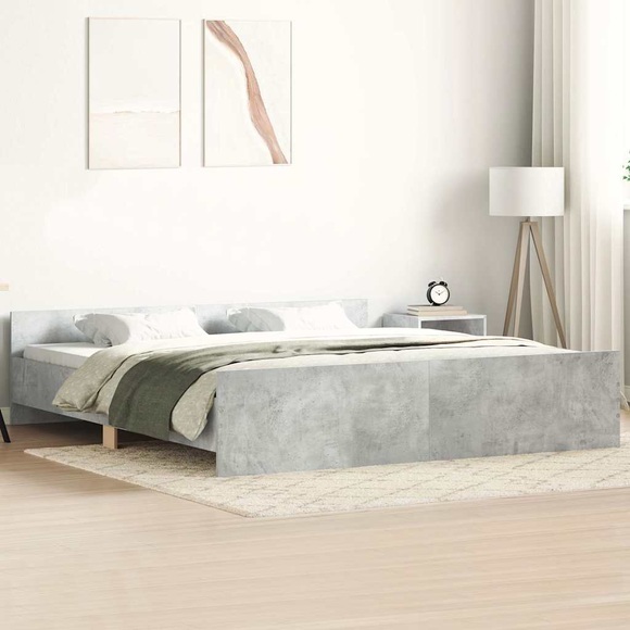 vidaXL Bettgestell mit Kopf- und Fußteil Betongrau 180x200 cm