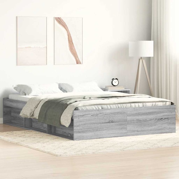 vidaXL Bettgestell Grau Sonoma 140x190 cm
