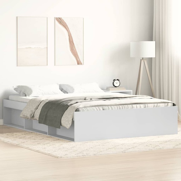 vidaXL Bettgestell Weiß 135x190 cm