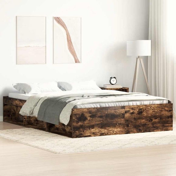 vidaXL Bettgestell Räuchereiche 140x200 cm