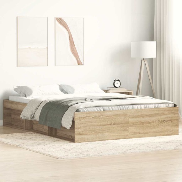 vidaXL Bettgestell Sonoma-Eiche 150x200 cm King Size