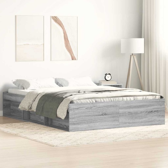 vidaXL Bettgestell Grau Sonoma 150x200 cm King Size
