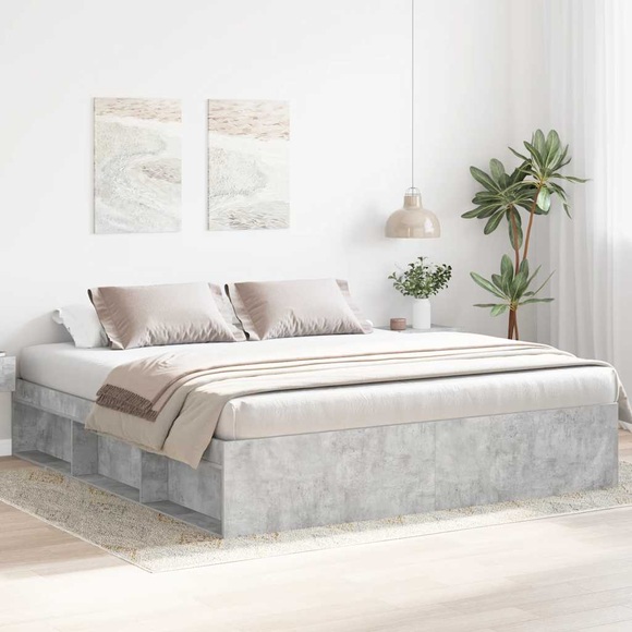 vidaXL Bettgestell Betongrau 180x200 cm