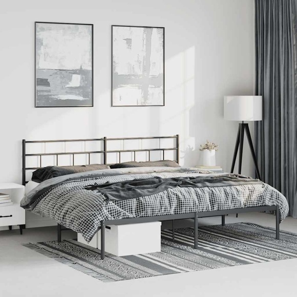 vidaXL Bettgestell mit Kopfteil Metall Schwarz 193x203 cm