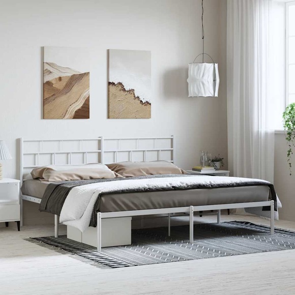 vidaXL Bettgestell mit Kopfteil Metall Weiß 183x213 cm