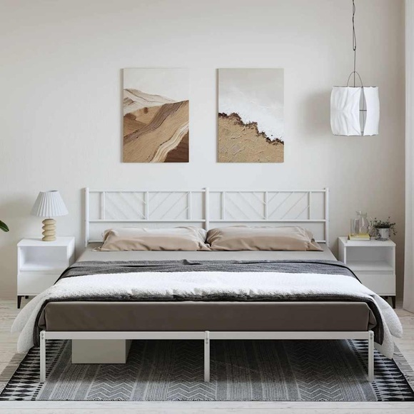 vidaXL Bettgestell mit Kopfteil Metall Weiß 183x213 cm