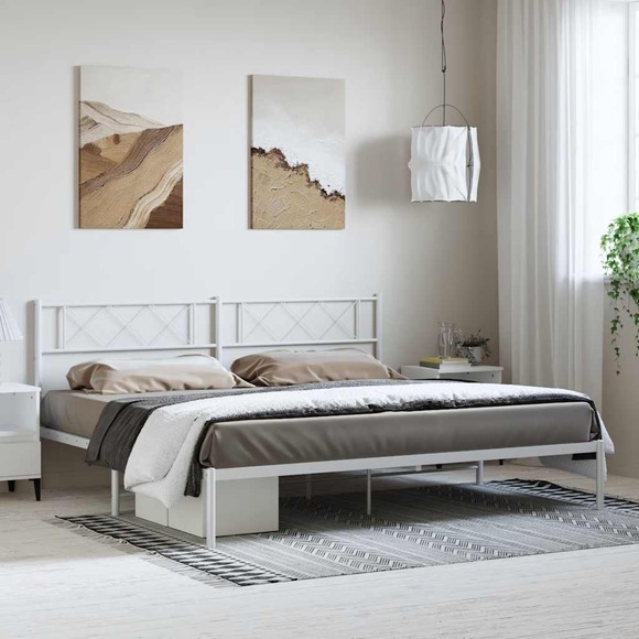 vidaXL Bettgestell mit Kopfteil Metall Weiß 183x213 cm