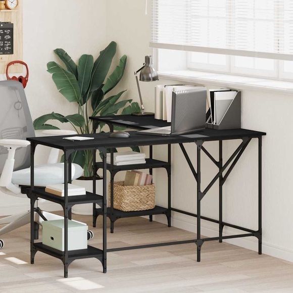 vidaXL Schreibtisch Schwarz 139x139x75 cm Holzwerkstoff