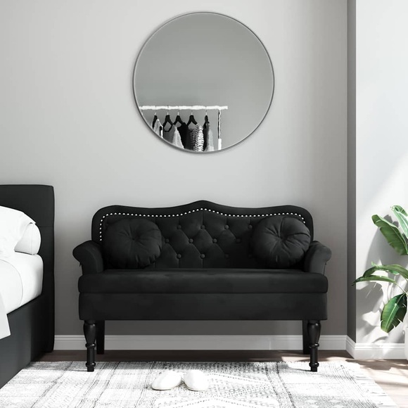 vidaXL Sitzbank mit Kissen Schwarz 120,5x65x75 cm Samt