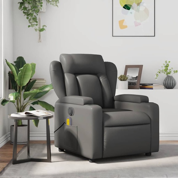 vidaXL Massagesessel Grau Kunstleder