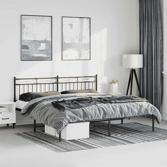 vidaXL Bettgestell mit Kopfteil Metall Schwarz 183x213 cm