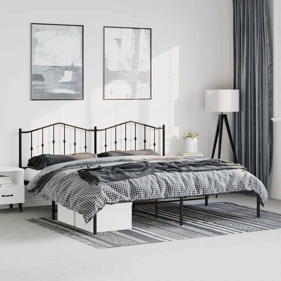 vidaXL Bettgestell mit Kopfteil Metall Schwarz 183x213 cm