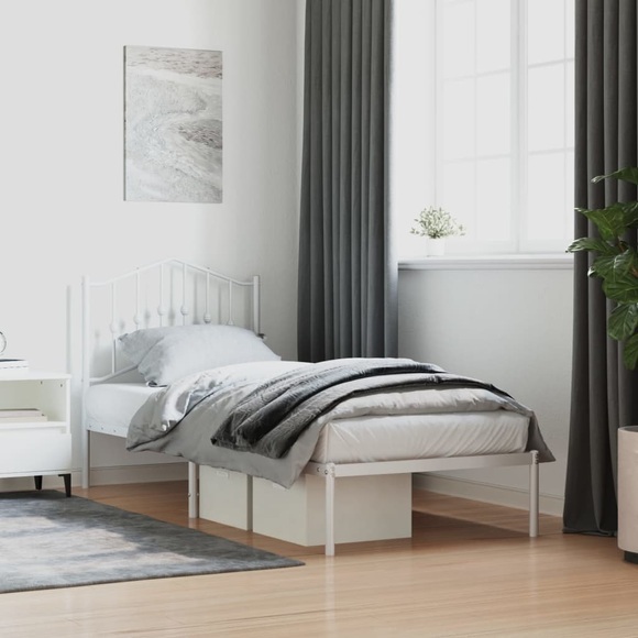 vidaXL Bettgestell mit Kopfteil Metall Weiß 80x200 cm