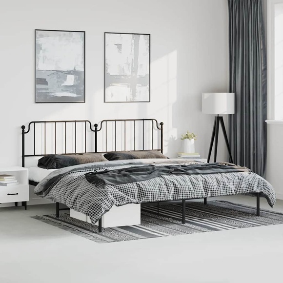 vidaXL Bettgestell mit Kopfteil Metall Schwarz 193x203 cm
