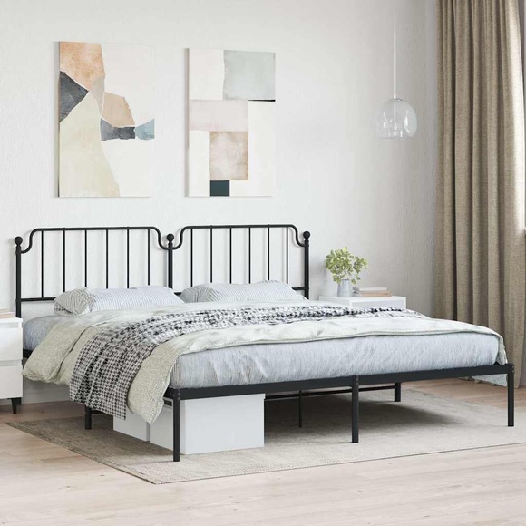 vidaXL Bettgestell mit Kopfteil Metall Schwarz 200x200 cm