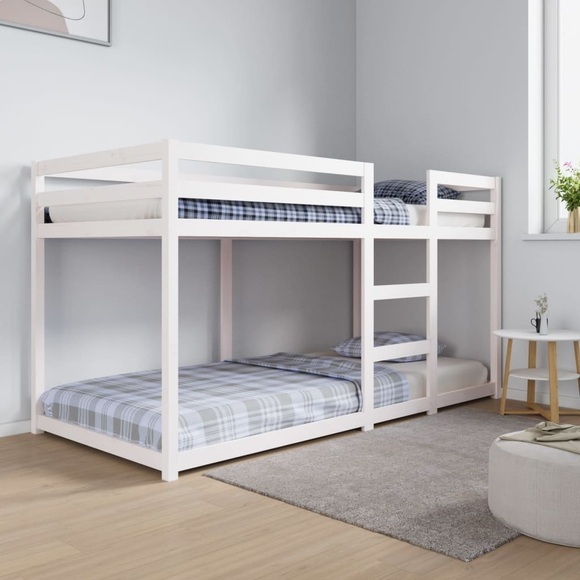vidaXL Etagenbett Weiß 90x200 cm Massivholz Kiefer