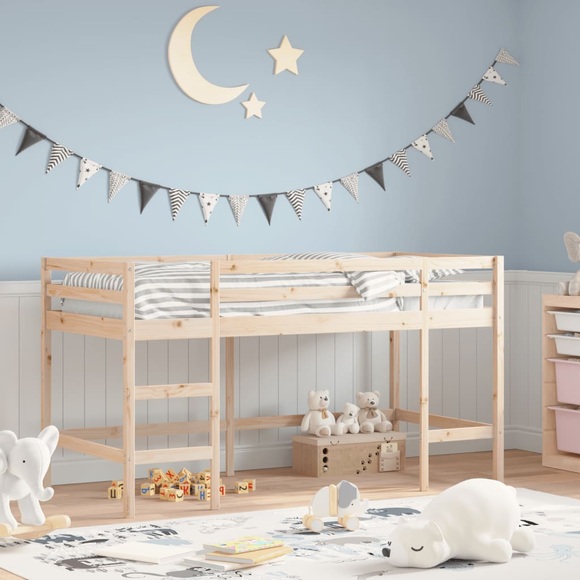 vidaXL Kinderhochbett mit Leiter 90x200 cm Massivholz Kiefer