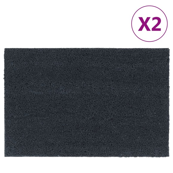 vidaXL Fußmatten 2 Stk. Dunkelgrau 40x60 cm Kokosfaser Getuftet