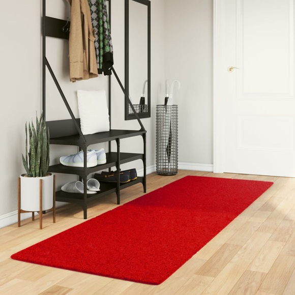 vidaXL Teppich Kurzflor Weich und Waschbar Rot 80x250 cm