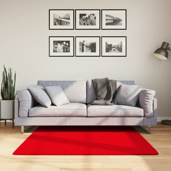 vidaXL Teppich Kurzflor Weich und Waschbar Rot 120x120 cm