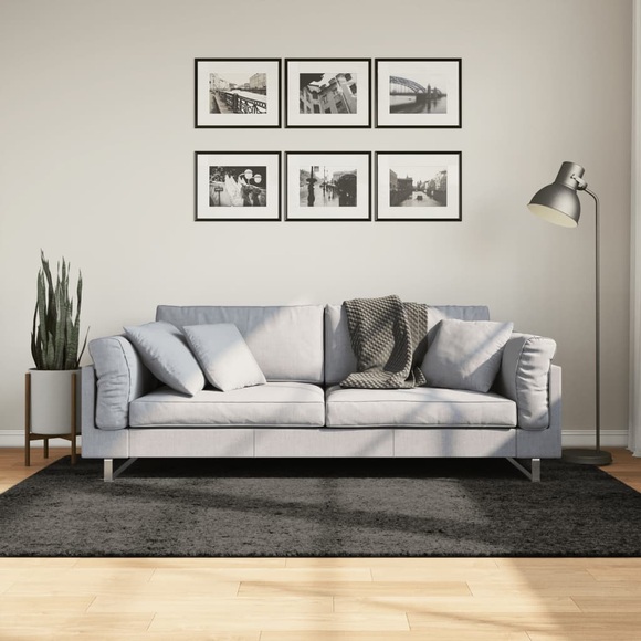 vidaXL Teppich Hochflor Glänzend Anthrazit 140x200 cm