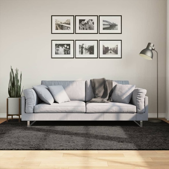 vidaXL Teppich Hochflor Glänzend Anthrazit 160x230 cm