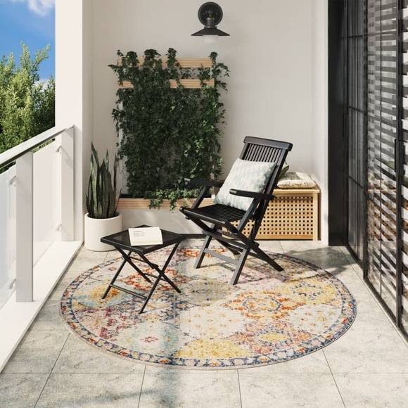 vidaXL Teppich ARBIZU Indoor und Outdoor Vintage-Design Ø 200 cm
