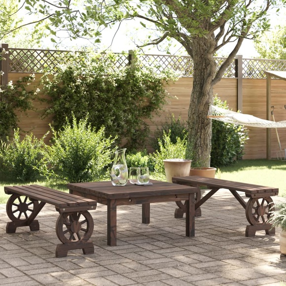 vidaXL Gartenbänke 2 Stk. Massivholz Tanne