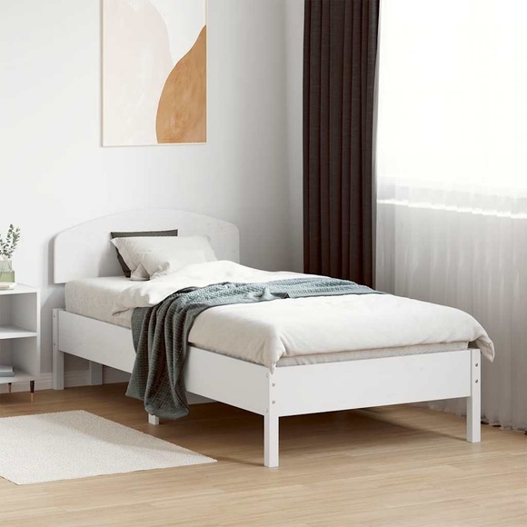 vidaXL Massivholzbett mit Kopfteil Weiß 75x190 cm Kiefer