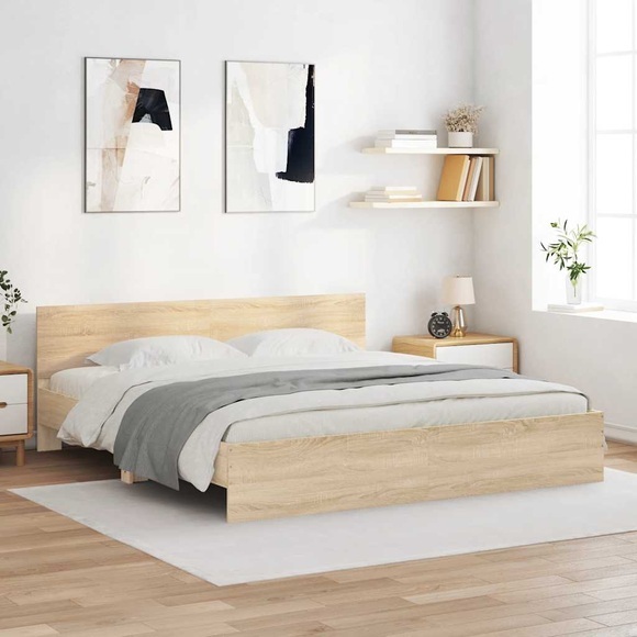 vidaXL Bettgestell mit Kopfteil Sonoma-Eiche 200x200 cm
