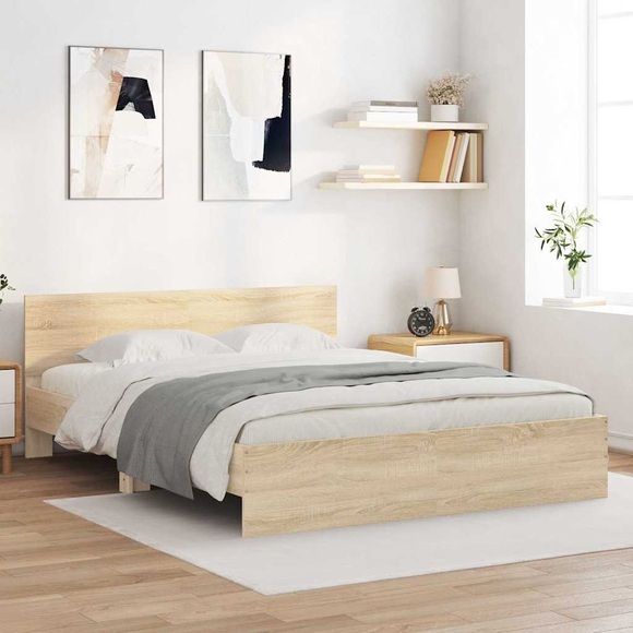 vidaXL Bettgestell mit Kopfteil Sonoma-Eiche 150x200 cm